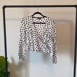 Topshop polka dot wrap blouse